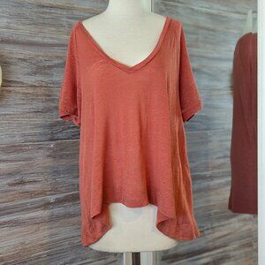 Madewell Linen Top L Large Light Burnt Orange